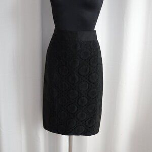 Tory Burch Black Lace Front Wool Pencil Skirt Sz 4